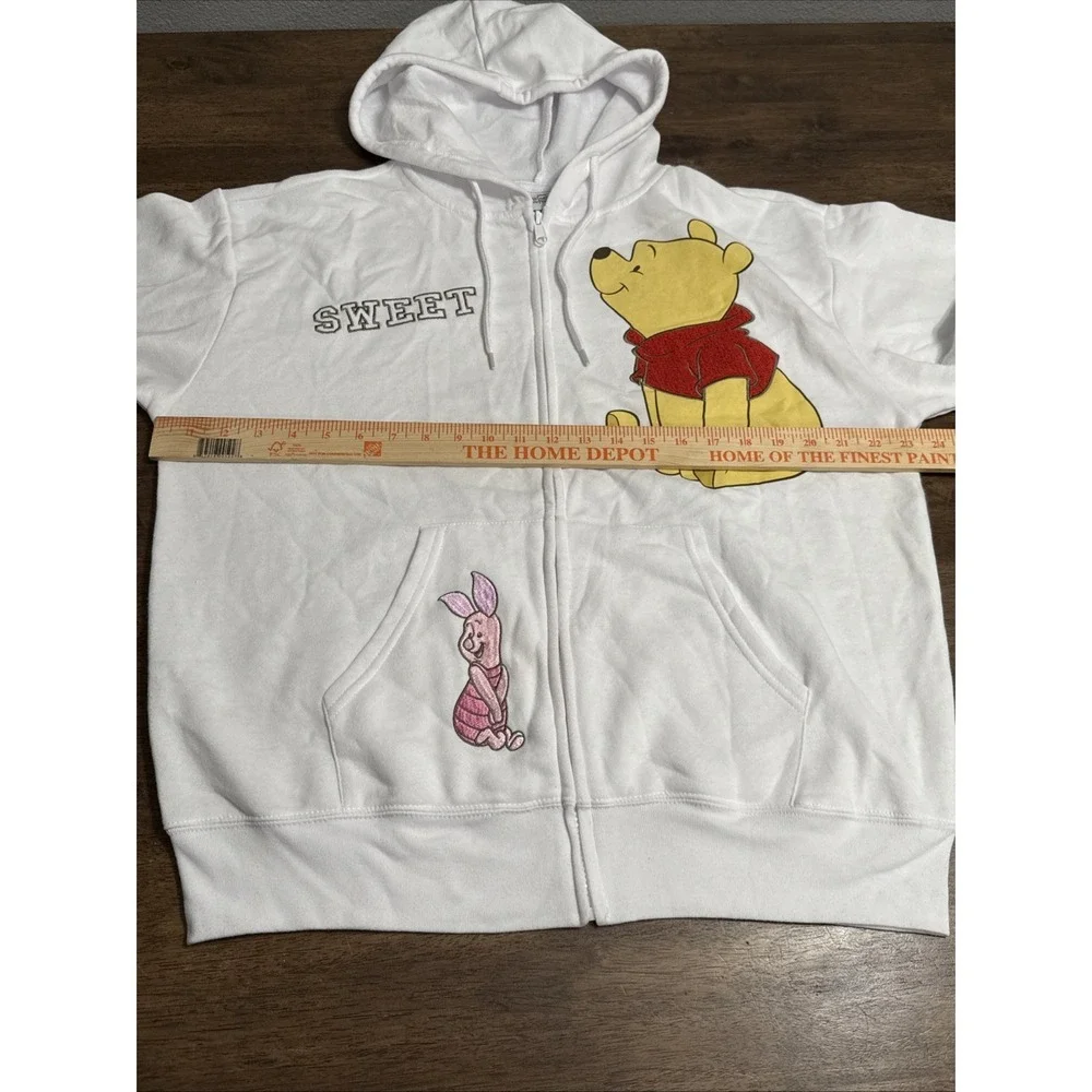 Disney Winnie The Pooh Licensed Zip Up Hoodie Sweatshirt‎ Embroidered Size Large
